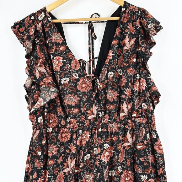 Madewell Womens Wide Leg Jumpsuit XXL Dark Floral Cottage Boho Prairie Fall - Picture 2 of 10